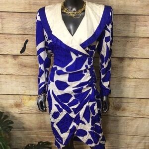 80's Flora Kung Silk Wrap Dress